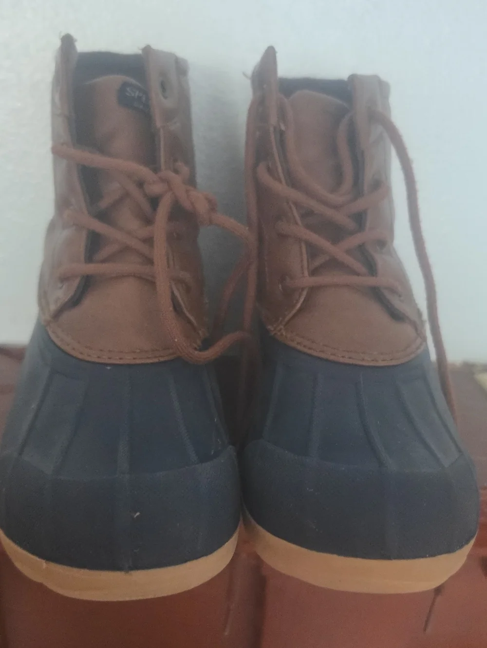 Sperry Brown and Navy Kids Duck Boots - Waterproof Lace-Up